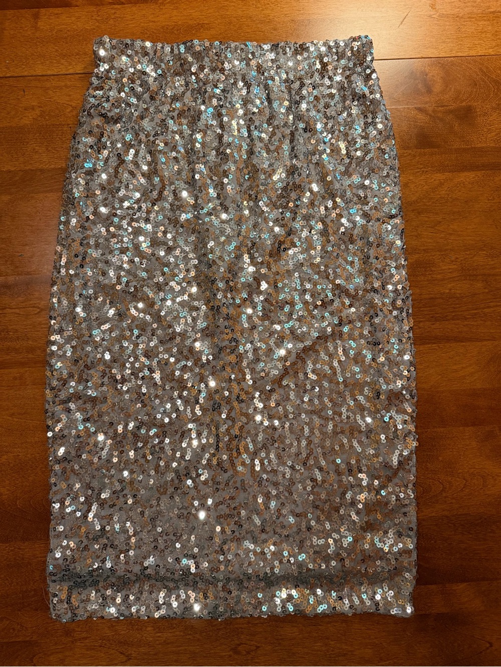 Pretty Guide Sequin Pencil Skirt Size Small Silver Champagne Iridescent Party